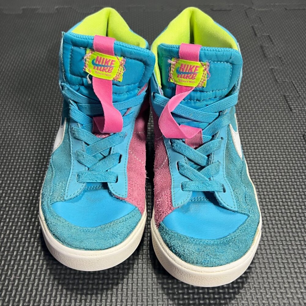 Nike Blazer Mid SE Kids Sneakers 1.5Y Multicolor Blue Pink Lime High-Top Casual